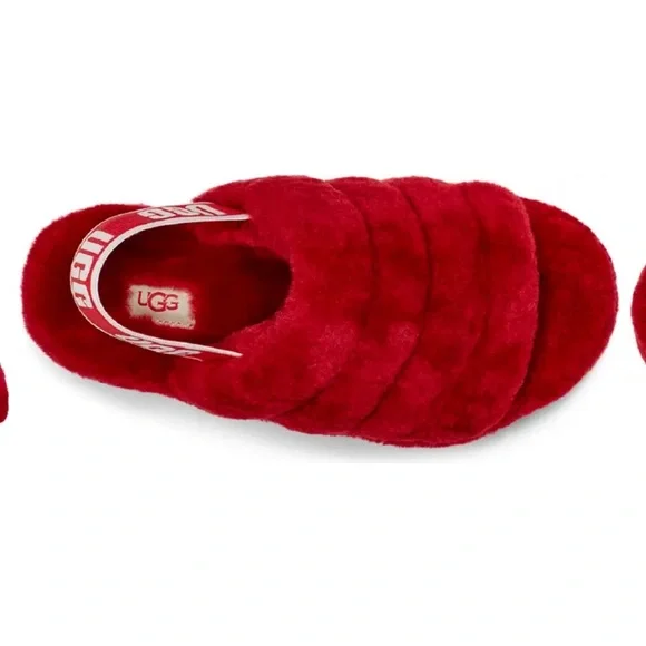 UGG Australia Fluff Yeah Slide Red White New Womans With Box - Picture 5 of 5